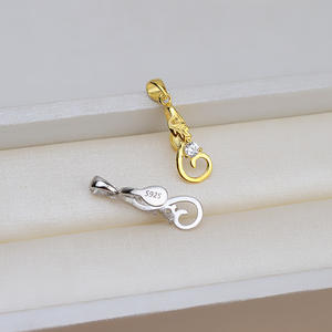 จี้เงินแท้ S925 ลายใบไม้บาโรก ประดับมุกทรงเอเลี่ยน สำหรับผู้หญิง  ฐานเปล่าสำหรับทำเครื่องประดับ งานแฮนด์เมด DIY อุปกรณ์ประกอบเครื่องประดับ - Product Image 3