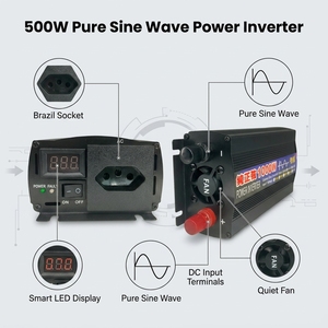 Convertisseur de puissance 500W à onde sinusoïdale pure, 1000W de crête, avec affichage LED et prise standard brésilienne pour camping-car et camping en extérieur - Product Image 3