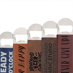 <b>Vintage</b> Brown Wooden Handle Multi-Function Sustainable Stainless Steel Flat <b>Bottle</b> Opener 1.6" X 7" Glowforge Xtool Laser - Product Image 1