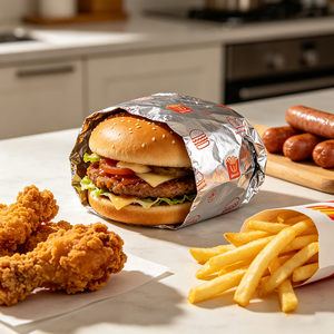 Feuilles <span class=keywords><strong>de</strong></span> papier d'aluminium enduites en nid d'abeille pour sandwichs, hamburgers, hot-dogs, pizzas et gâteaux – Inserts pour paniers alimentaires - Product Image 1