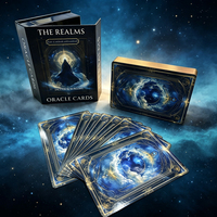 Jeu de cartes Oracle personnalisées imprimées, bords dorés de luxe, divination spirituelle, style tarot, 50 cartes et guide avec boîte rigide