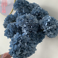 B-1208 Dekorasi Pernikahan Rumah Hari Valentine Abu-abu Biru Sutra Buatan Tangan Rangkaian Bunga Batang Tunggal Hydrangea Cabang Panjang