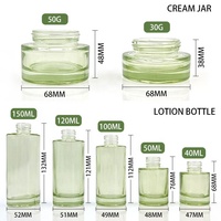 Ensemble d'emballages cosmétiques pour soins de la peau, flacons et pots en verre épais avec bouchon à vis et impression sérigraphique pour crème de soin de la peau