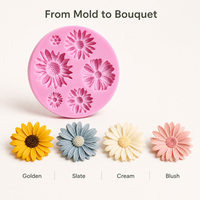Moule en silicone Fleur de marguerite et rose, résistant à la chaleur, compatible four, pour décoration de gâteaux et fondants DIY