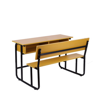 Großhandel Moderne Klassenzimmermöbel Schülerstuhl und Tisch Holz <span class=keywords><strong>3</strong></span>-Sitzer Schulbank mit Stahlrahmen - Product Image 3