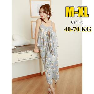 <span class=keywords><strong>H</strong></span>-527 Nouvelle collection Printemps-Été Ensemble de vêtements de nuit pour femme, imprimé floral, comprenant une longue cape, un débardeur à bretelles <span class=keywords><strong>et</strong></span> un ensemble trois pièces, pyjama décontracté pour la maison - Product Image 5