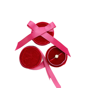 Tongxing Small <strong>Round</strong> Pink Velvet <strong>Jewelry</strong> <strong>Box</strong> for Wedding Ring Pendant Luxury <strong>Round</strong> Jewellery Packaging with Ribbon - Product Image 3
