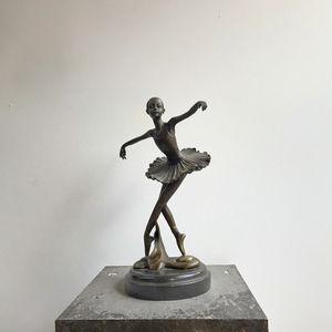 アールデコバレリーナブロンズトロフィー彫刻かわいい子供のユニークな銅像ダンスバレエ真鍮女の子鋳造金属置物 - Product Image 4