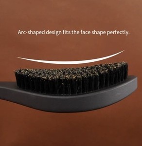 Brosse à cheveux en bois naturel avec poils de sanglier noirs, brosse à raser à poils doux - Product Image 4