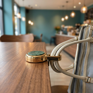 Brass <b>Table</b> Bag Hook Round Metal Desk Purse Holder with Detachable Design for Office Use - Product Image 4