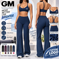 Ensemble de sport GM en gros, 2 pièces, dos ouvert, coupe ajustée, séchage rapide, pour course en extérieur et yoga