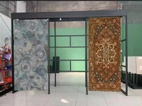 Usine push pull en métal tapis salle d'exposition multi-couches coulissante debout tapis présentoir rack système