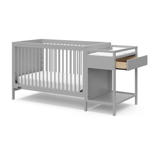 Cuna de Madera Ajustable en Altura con 3 Niveles, Sofá Cama Convertible con Cajones y Cambiador de Pañales - Product Image 1