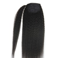 Clip en postiche longue gris armure brésilienne afro vierge bouclés crépus droite cordon extension de queue de cheval de cheveux humains en gros