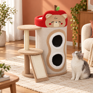 บ้านแมวทรงแอปเปิ้ลสีแดงน่ารัก ขนาดกะทัดรัด หลายชั้น พร้อมที่ลับเล็บ - Product Image 2