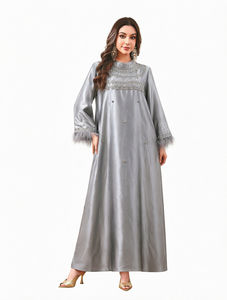 Women's Plus Size Handmade Lightweight Hand Beaded Sequined Georgette <b>Kaftan</b> Abaya Floor-Length Ethnic Wedding <b>Dress</b> - Product Image 1
