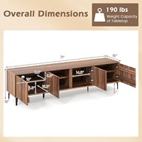 Meja Konsol TV Bergaya Midcentury 4 Pintu dengan 4 Kabinet Penyimpanan dan 6 Kaki Logam untuk Ruang Tamu