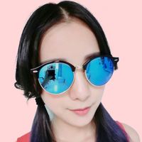 Lunettes de soleil rétro rondes pour femmes, monture intégrale, protection UV400, verres réfléchissants couleur riz, mode polyvalente