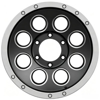 Nouvelles jantes bicolores noires brillantes personnalisées, 8 découpes circulaires, lèvre argentée usinée, 6 trous, pour camion, SUV, tout-terrain, Jeep, en alliage d'aluminium 9.0J