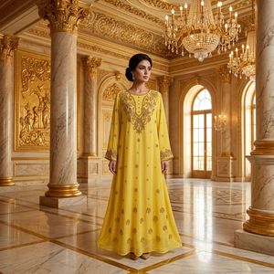 Elegante Abito da Sera Musulmano, Vestito Lungo Arabo Modesto, Kaftan Ricamato a Linea A, Vestibilità Ampia per Eid <span class=keywords><strong>Mubarak</strong></span> ed Eventi di Gala - Product Image 5