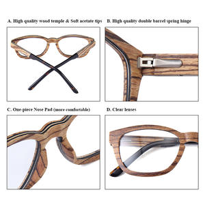 Montures de lunettes en bois, monture carrée complète, écologiques, unisexes, lunettes optiques, Wenzhou 6012, design ovale, verres en acétate - Product Image 2