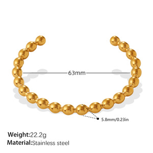 Custom Manufacturer Oem 316L Stainless Steel Fashion <b>Bead</b> <b>Bracelets</b> Bangles 14k 18k Gold Plated <b>Bracelet</b> for Women - Product Image 5
