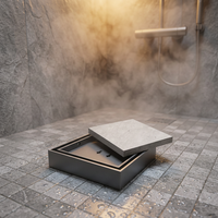 Grille de drain de salle de bain carrée moderne en acier inoxydable noir poli, drain de sol de douche dissimulé, siphon de lavabo désodorisant et écologique