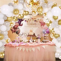 Kit d'arche de ballons en latex or, argent et blanc avec confettis pour baby shower, mariage, anniversaire