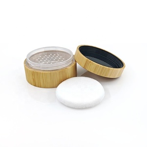 Estuche compacto <span class=keywords><strong>de</strong></span> bambú todo en uno para polvos sueltos, contenedor <span class=keywords><strong>de</strong></span> 1 oz con logotipo grabado, tarro <span class=keywords><strong>de</strong></span> maquillaje <span class=keywords><strong>de</strong></span> bambú con esponja - Product Image 1