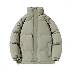 Chaqueta de plumón blanca para hombre, gruesa, con cuello alto y cremallera, ajuste holgado, cortavientos, rellena de plumón, para invierno - Product Image 4