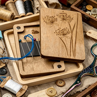 Boîte à aiguilles en bois magnétique avec logo gravé au laser, boîte de rangement pour aiguilles à coudre, accessoires pour la broderie et le point de croix, décoration