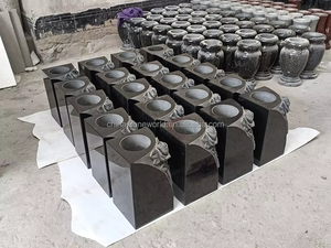 <span class=keywords><strong>Vases</strong></span> carrés <span class=keywords><strong>en</strong></span> pierre sculptée de fleurs funéraires <span class=keywords><strong>en</strong></span> <span class=keywords><strong>granit</strong></span> noir de Shanxi, Chine, SW STONE - Product Image 4