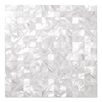 Carreaux muraux en mosaïque autocollants en nacre naturelle blanche brillante de 2 mm d'épaisseur, design moderne, style parquet brique 12x12 pour intérieur