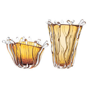 आधुनिक घर के सजावट के लिए सुरुचिपूर्ण सीग्रास प्रेरित हाथ से उले ग्लास वेस शादी के सेंटरपीस के लिए एकदम सही - Product Image 1