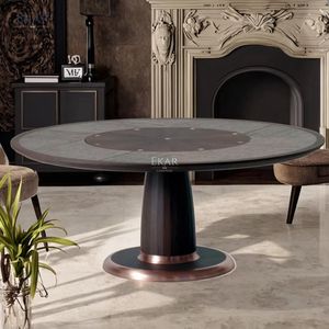 EKAR <span class=keywords><strong>Zenith</strong></span>-Ensemble de table à manger luxueux en bois massif de haute qualité, avec plateau tournant caché, adapté aux villas - Product Image 4