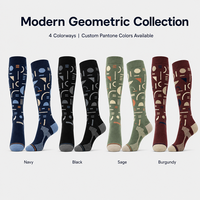 Chaussettes de compression géométriques personnalisées, hauteur genou, 15-20 20-30 mmHg, unisexe, motif jacquard, OEM ODM, marque privée