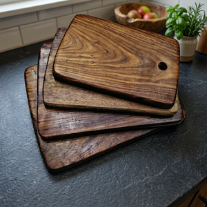Tabla de Cortar Rectangular de Madera y Mármol Hecha a Mano con Diseño Personalizado, Mango para Cuchillo, Plegable, Apta para Lavavajillas, Duradera y Fácil de Limpiar - Product Image 1