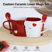 Prix d'usine – Tasses à café en céramique personnalisées « Couple qui s'embrasse », coffret cadeau Saint-Valentin, mugs à thé « Couple qui s'embrasse » avec cuillère
