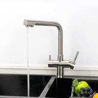 Robinet de cuisine à corps en laiton Robinets mélangeurs à 3 voies avec eau chaude et froide Robinet d'eau 3 en 1