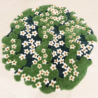 Tapis en acrylique Manna personnalisé, style floral, en peluche, 35 mm d'épaisseur, tufté à la main, style moderne, style mousse, pour salon, super doux et moelleux