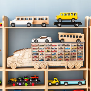 Organizzatore di stoccaggio per auto giocattolo <span class=keywords><strong>in</strong></span> <span class=keywords><strong>legno</strong></span> per vivaio contiene 48 auto pressofusi autoportanti o da parete ripiano per auto - Product Image 4