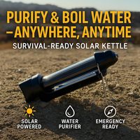 Ketel Pemurni Air Tenaga Surya Darurat Portabel Kompor Camping Tanpa Bahan Bakar