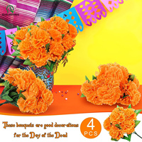 Bouquet de fleurs artificielles de marguerites orange en soie pour le Día de Muertos, le Jour des Morts, Halloween, les fêtes et les mariages