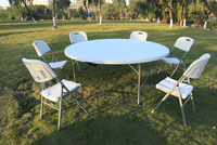 Boutique en gros de tables rondes pliantes en plastique pour extérieur, adaptées aux restaurants, hôtels et mariages