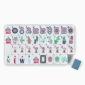 Classic Vintage American <b>Mahjong</b> <b>Set</b> with Joker and Dragon Tiles Blue White Acrylic Portable 4-Player Game Gift - Product Image 4