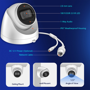 Caméra de surveillance WizSense 4MP CMOS pour la protection <span class=keywords><strong>des</strong></span> cours, détection d'intrusion humaine et de véhicules par détection de fil de déclenchement, anti-vandalisme IP67, objectif fixe, type Eyeball - Product Image 5