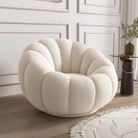 Fauteuil pivotant individuel en bois avec dossier en sherpa, thème citrouille, modèle paresseux, canapé tatami pour balcon, usage moderne pour la maison, le bureau et le salon