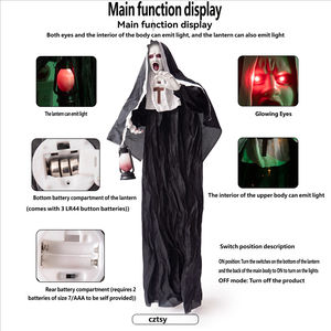 Decoración Colgante de Halloween: Fantasma con Ojos Brillantes, Atmósfera de Terror, Linterna de Mano con Forma de Caballo, Demonio/Monja en Blanco y Negro - Product Image 6