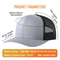 Gorra Heycap BSCI Meidiney Personalizada para Hombre, Gorras de Alta Calidad de Sarga de Algodón de 6 Paneles, Gorra Trucker con Cierre a Presión y Logotipo Bordado en 3D