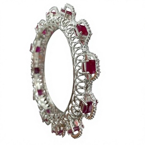Designer Silver Finish Premium Quality CZ Stones Look Fashion <b>Bracelet</b> for Wedding and Engagement Collection Party Wear - Product Image 2